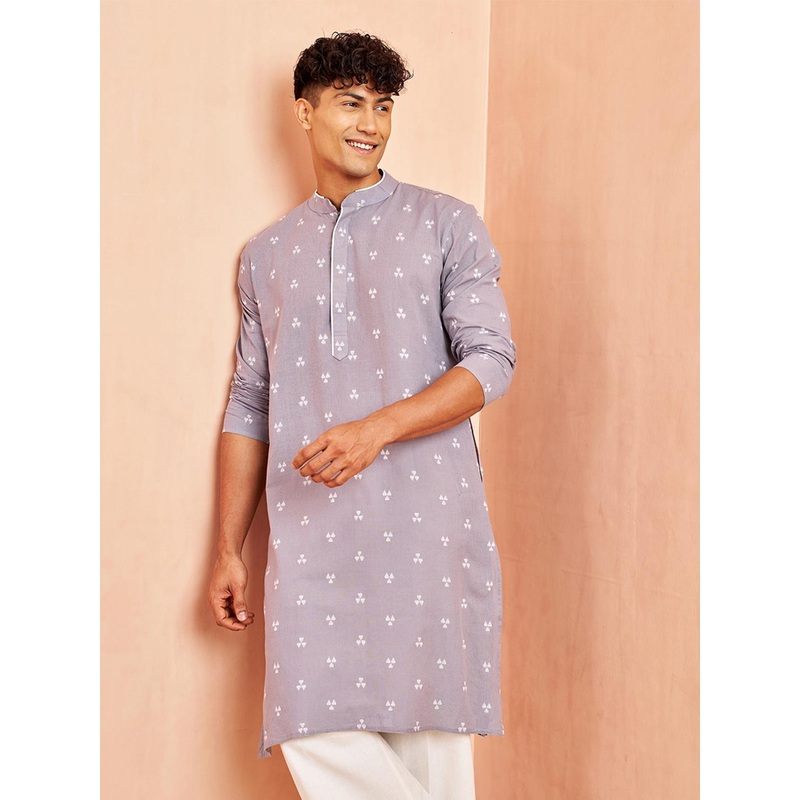 VASTRAMAY Geometric Woven design Jacquard Cotton Sustainable Kurta