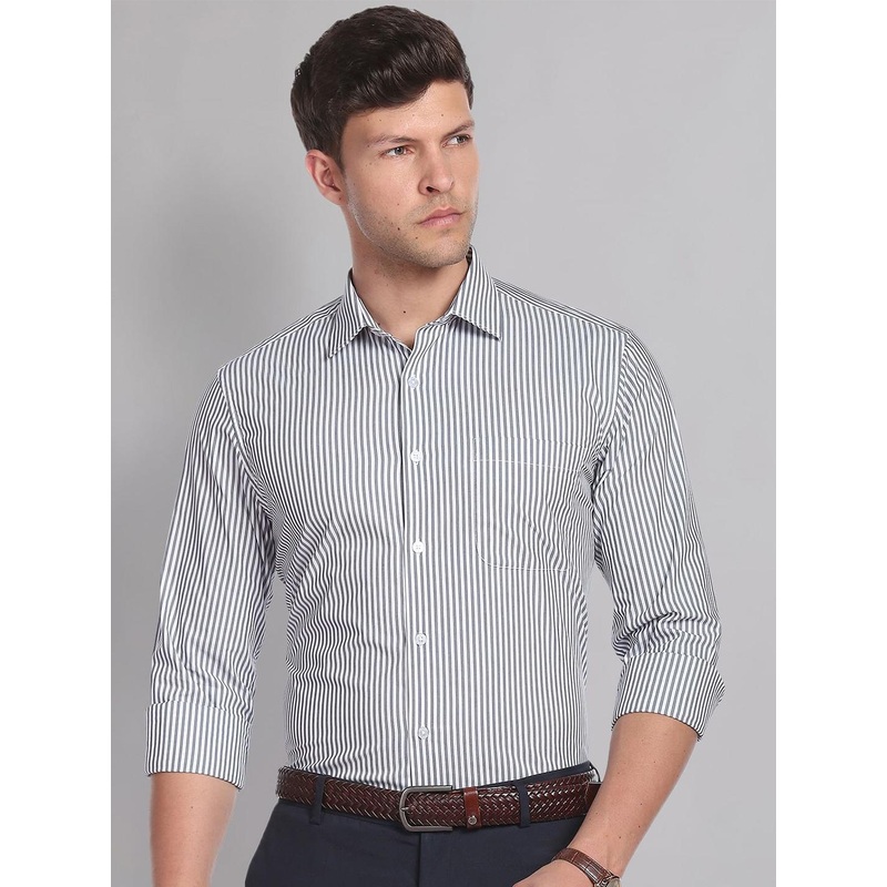 AD By Arvind Vertical Stripe Formal Shirt