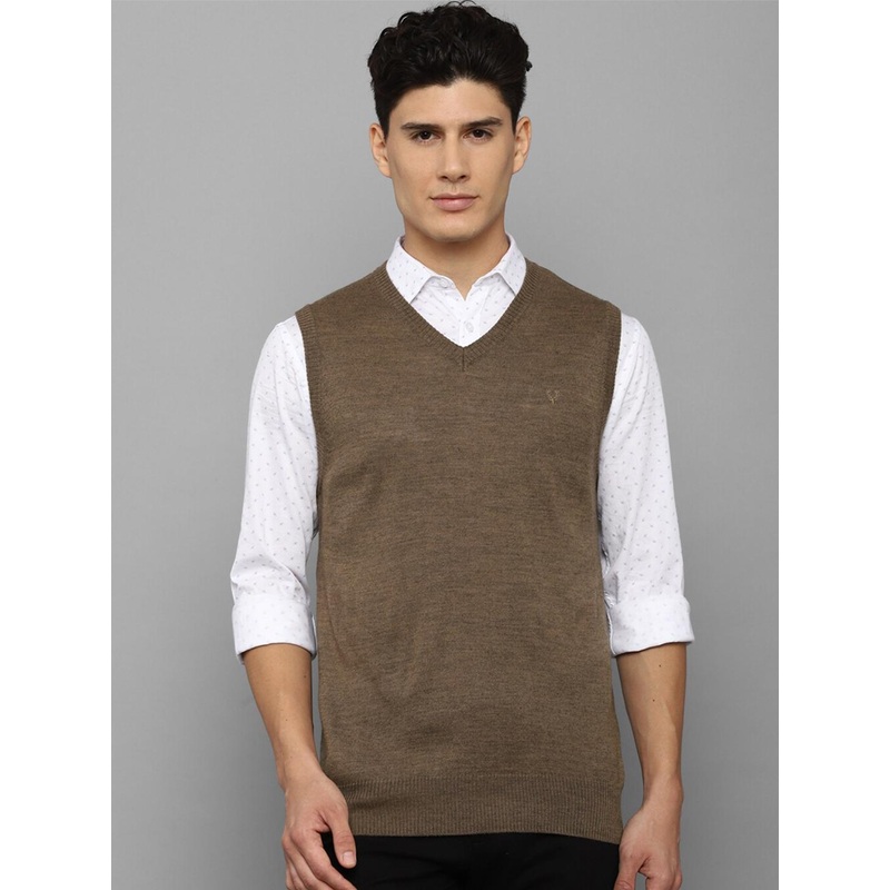 Allen Solly Men Brown Ribbed Sweater Vest