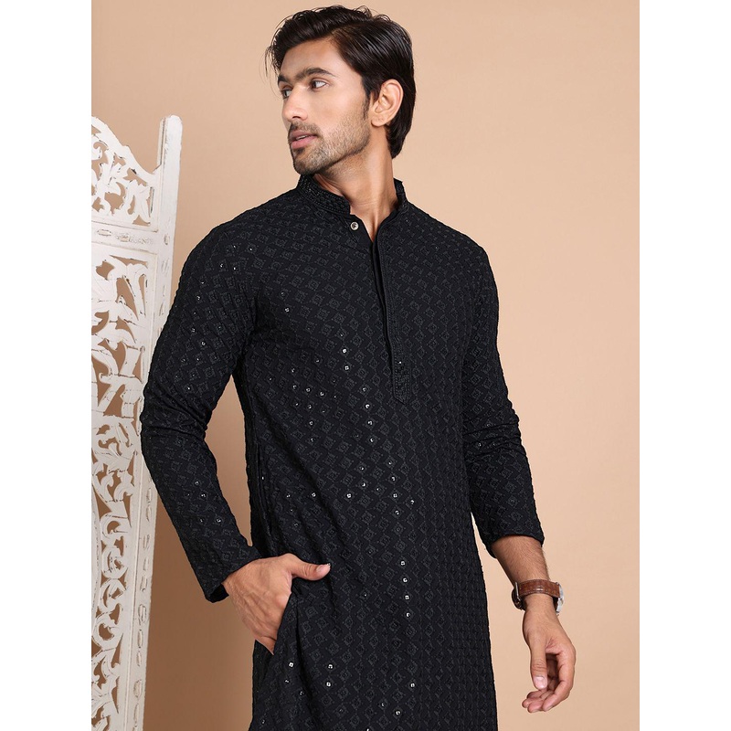 Anouk Men Geometric Embroidered Sequinned Kurta
