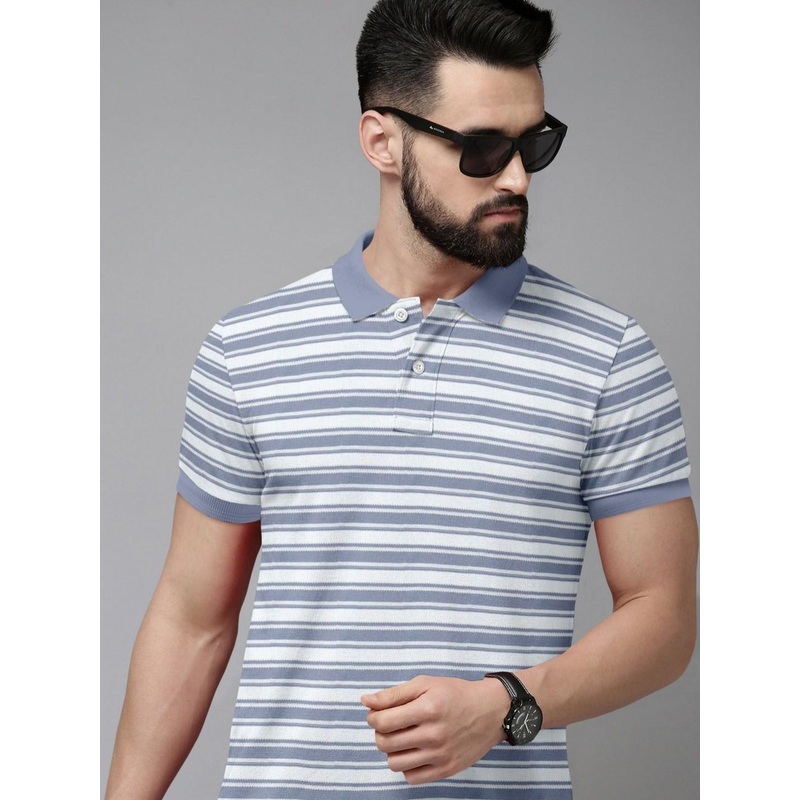 Metronaut Men Striped Polo Collar T-shirt