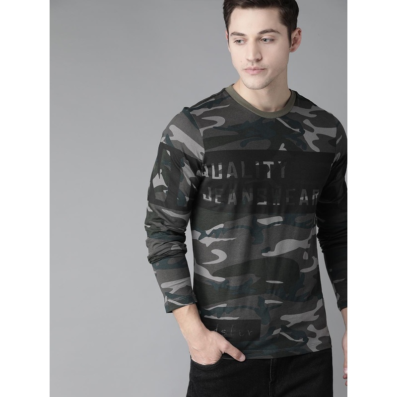 Roadster Men Charcoal Grey Pure Cotton Printed Round Neck T-shirt