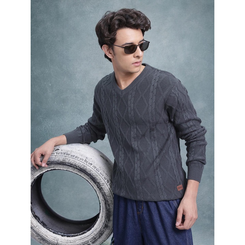 The Roadster Lifestyle Co. Solid Cable Knit Pullover