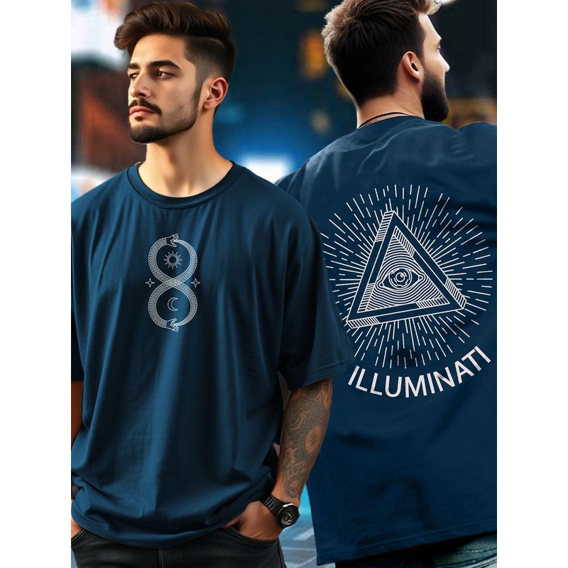 AUSK Men Graphic Printed Round Neck Cotton Oversized T-shirt