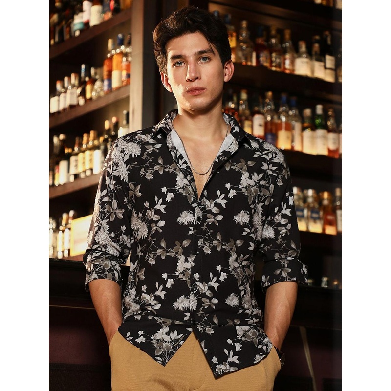 Campus Sutra Floral Printed Long Sleeves Comfort Cotton Shirt