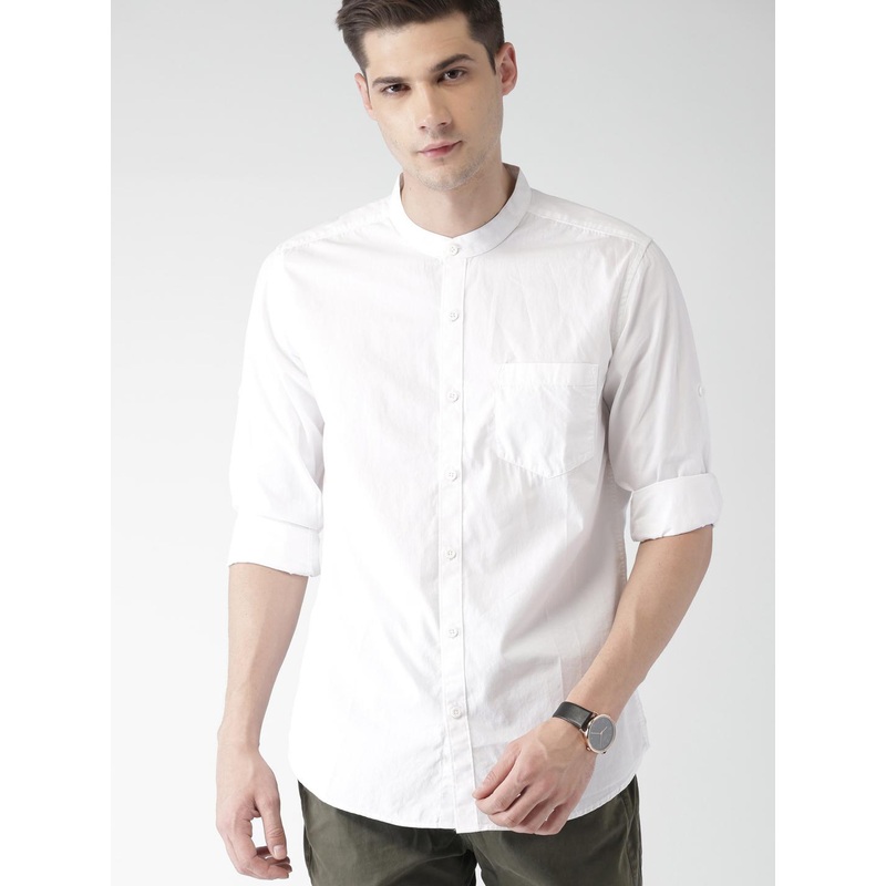 Highlander White Slim Fit Casual Shirt