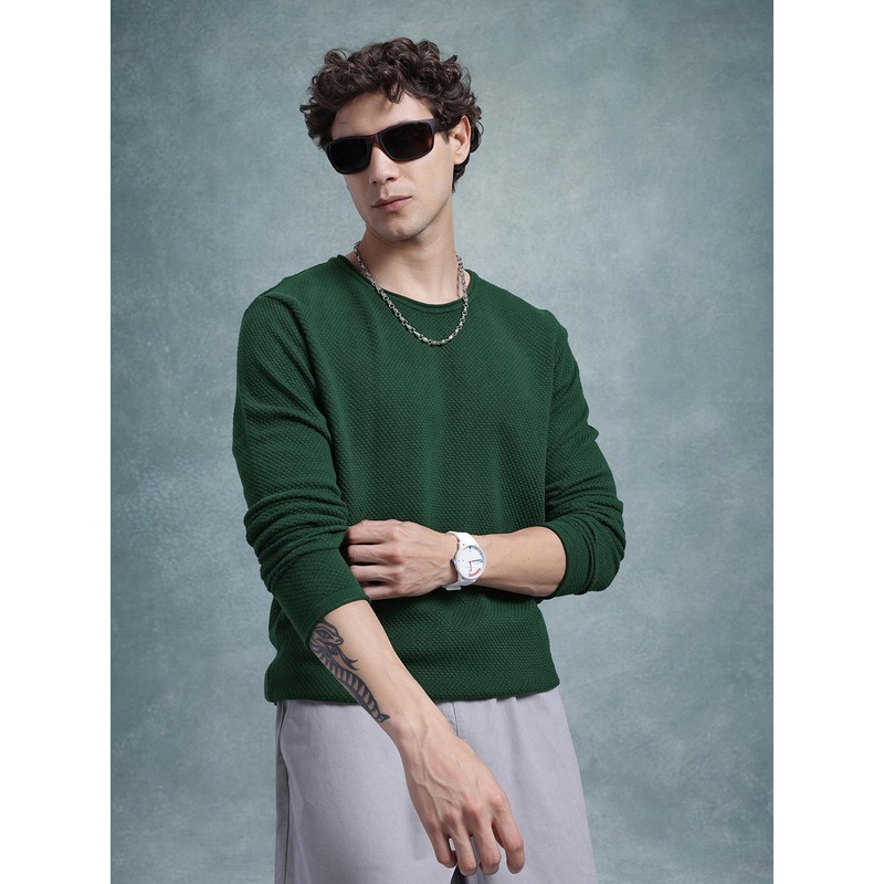 The Roadster Lifestyle Co. Textured Pure Cotton Pullover