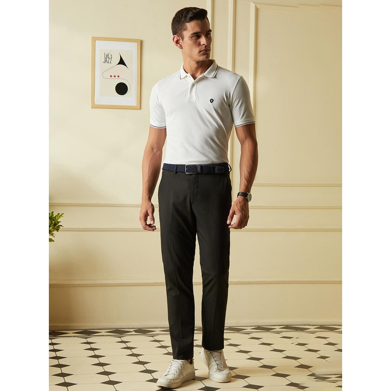 Van Heusen Sport Men White Solid Polo Collar T-shirt