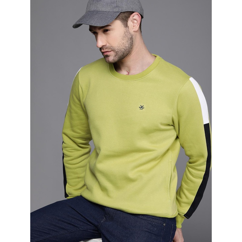 WROGN Men Green & Black Colourblocked Sweatshirt