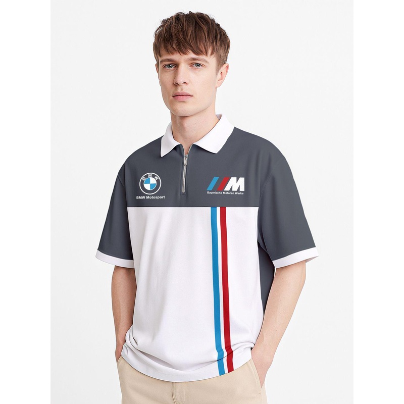 Crazymonk Men Colourblocked Polo Collar Cotton Oversized T-shirt