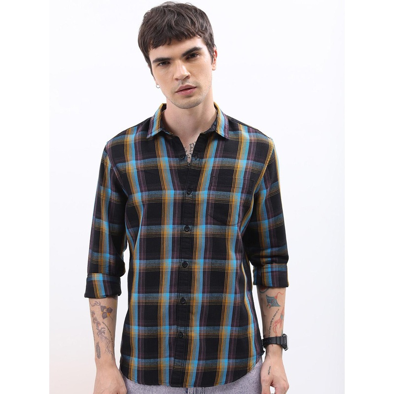 HIGHLANDER Slim Fit Checked Casual Shirt