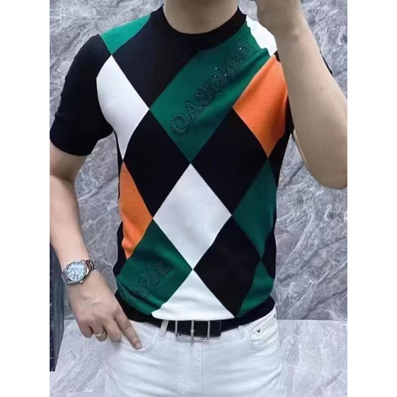 StyleCast x Revolte Men Argyle Round Neck Regular Fit T-shirt
