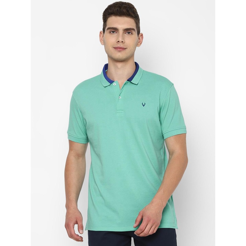 Allen Solly Men Turquoise Blue Polo Collar T-shirt