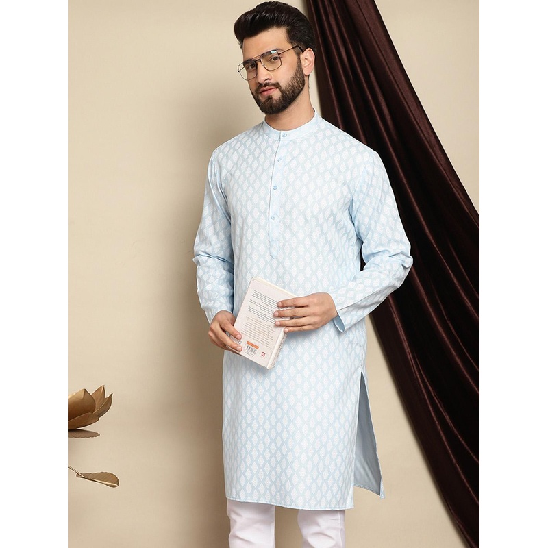 Anouk Ethnic Motifs Printed Band Collar Straigt Kurta