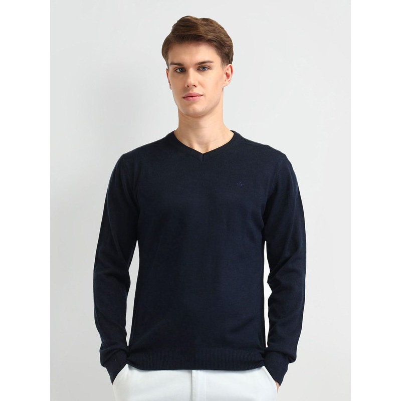 Arrow Men Full Sleeves V-Neck Cotton Pullover