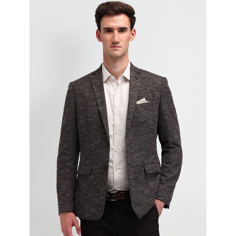 Arrow Self-Design Slim-Fit Single Breasted Blazer