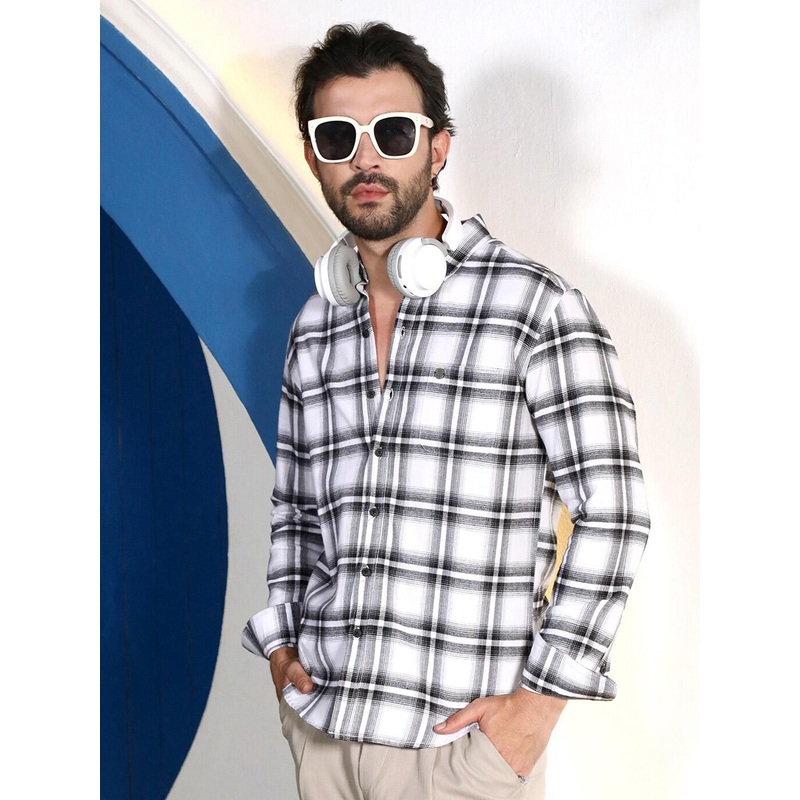 Campus Sutra Classic Tartan Checks Cotton Checked Casual Shirt
