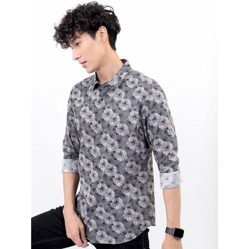 HIGHLANDER Men Floral Printed Cotton Shirt