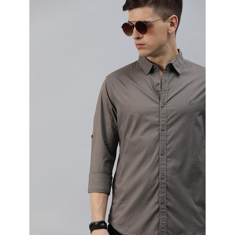 Roadster Men Charcoal Grey Stretchable Casual Shirt