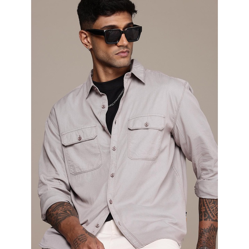 The Roadster Lifestyle Co. Textured Relaxed Fit Casual Shirt
