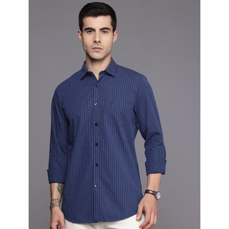 Allen Solly Pure Cotton Comfy Slim Fit Grid Tattersall Checks Casual Shirt