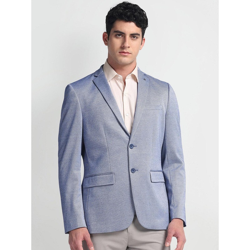 Arrow Self-Design Heathered Twill Single Breasted Slim-Fit Blazer