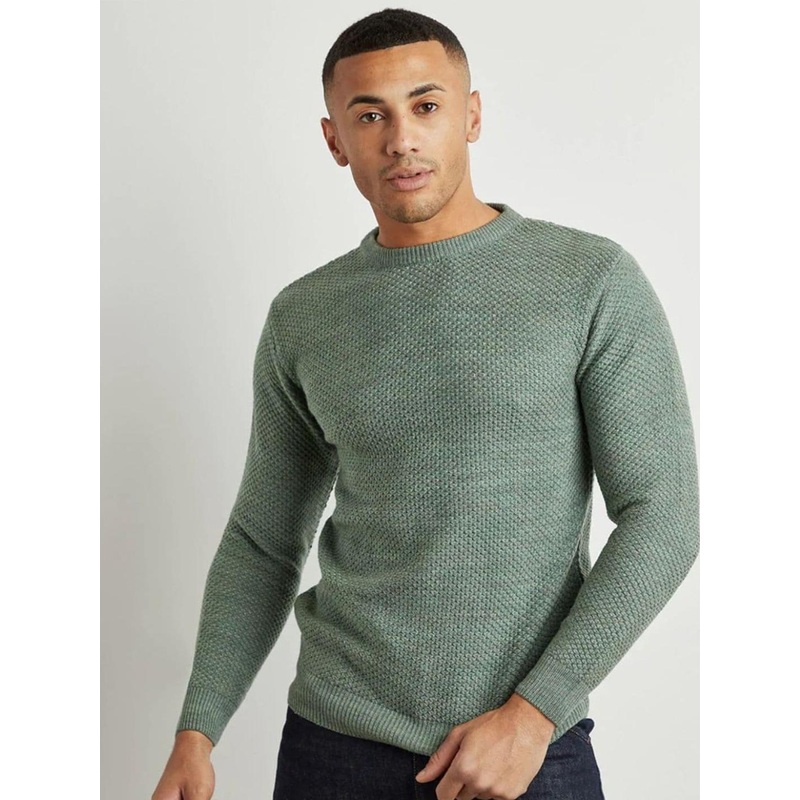 Campus Sutra Men Green Pullover Sweater