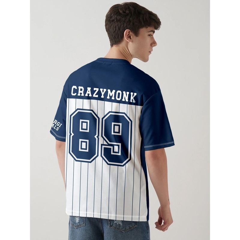 Crazymonk Oversized Brooklyn Typography Printed Cotton T-Shirt