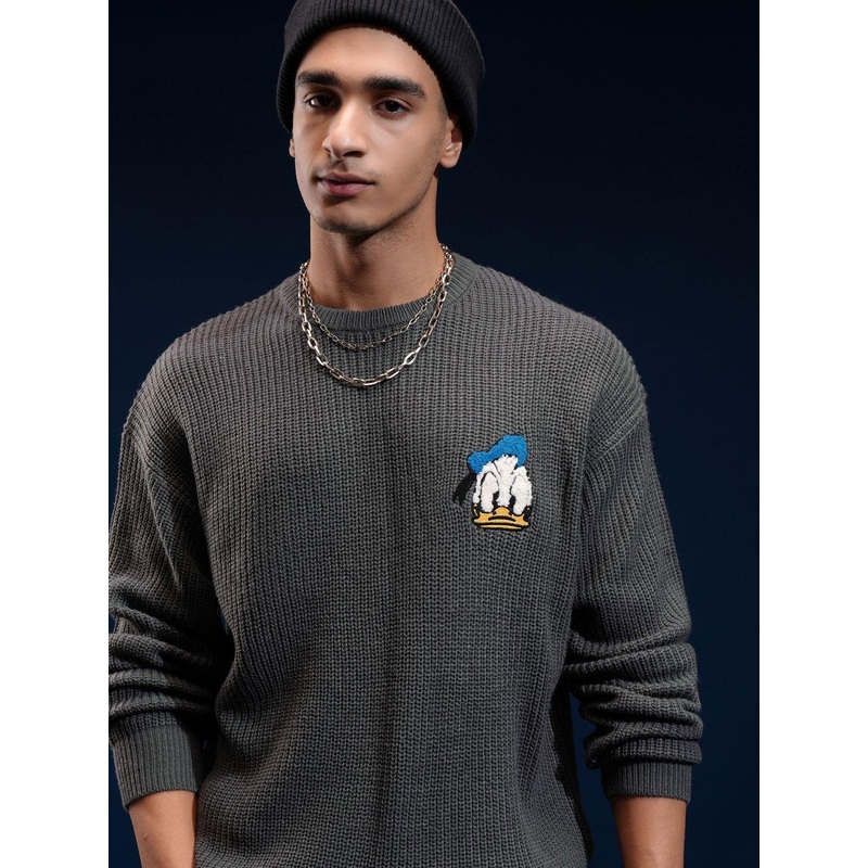 HIGHLANDER Disney Donald Duck Men Cable Knit Printed Pullover