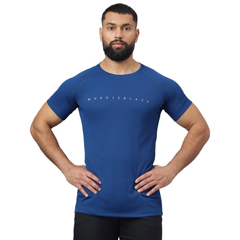 MuscleBlaze Unisex Typography Printed Round Neck Slim Fit T-shirt