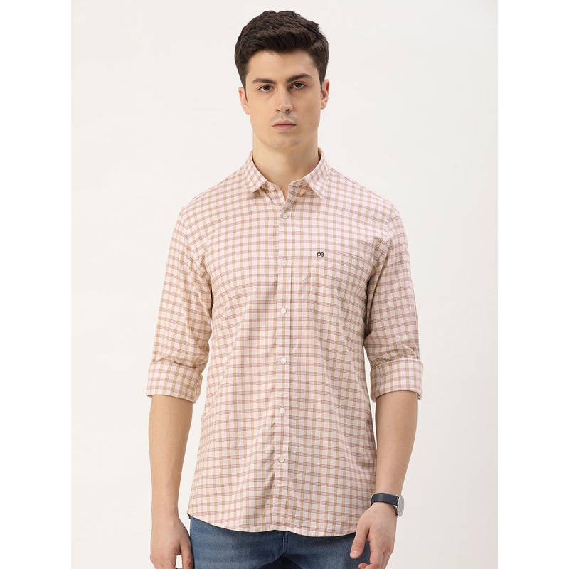 Peter England Men Slim Fit Opaque Checked Casual Shirt
