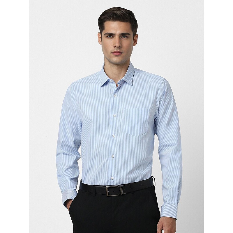 Peter England Spread Collar Long Sleeves Striped Slim Fit Formal Shirt