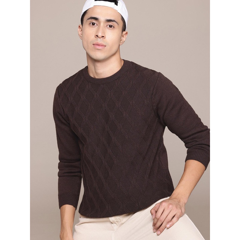 The Roadster Lifestyle Co. Geometric Textured Pullover
