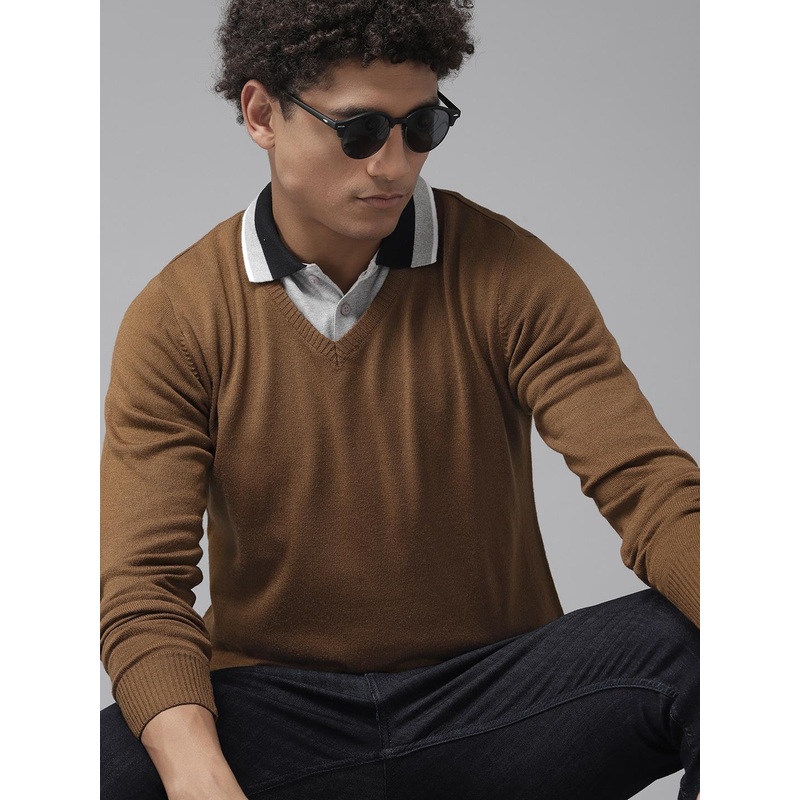 The Roadster Lifestyle Co. V-Neck Long Sleeves Acrylic Pullover