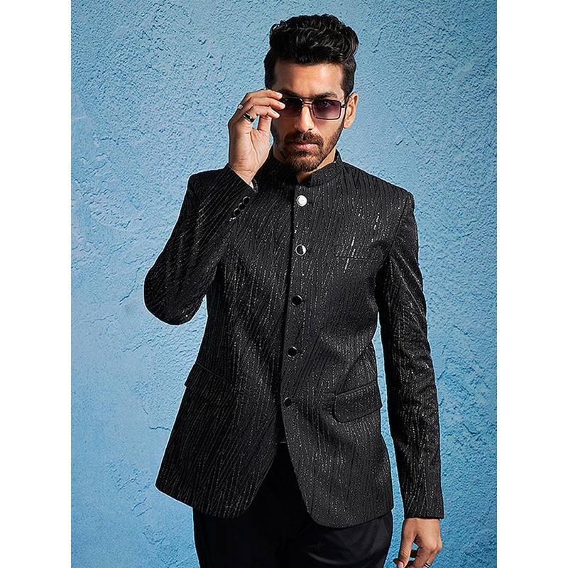 VASTRAMAY Embellished Slim Fit Bandhagala Blazer