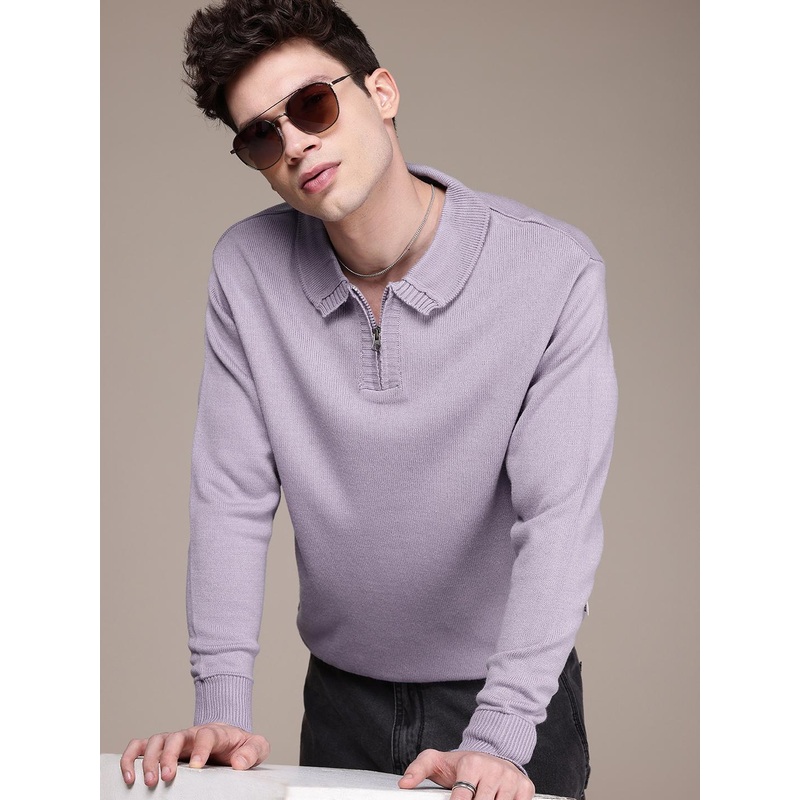 WROGN Shirt Collar Pullover Sweater