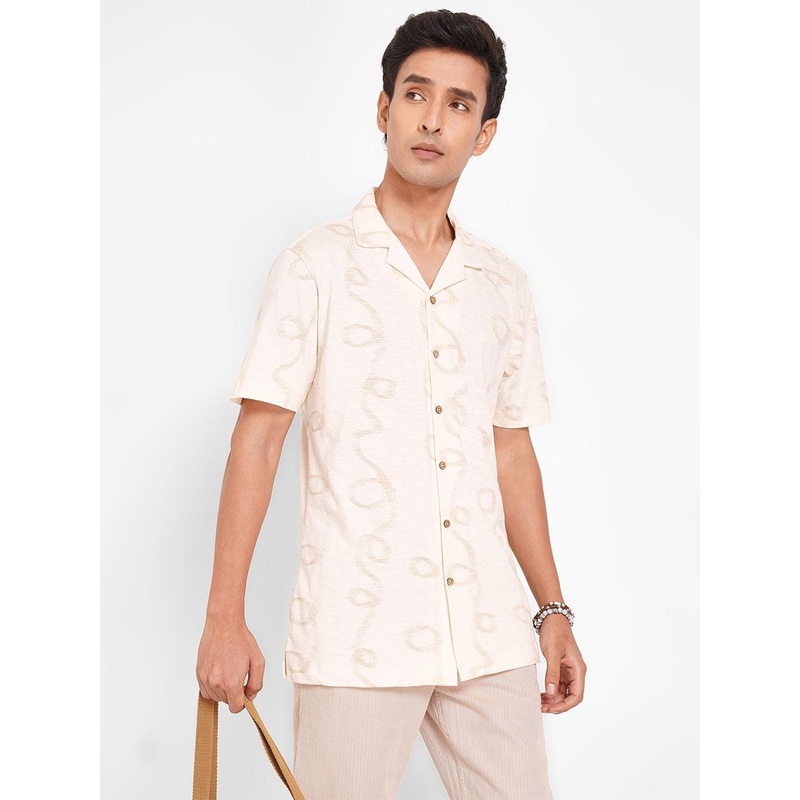 7 Alt by Pantaloons Men Abstract Printed Cuban Collar Cotton Casual Shirt