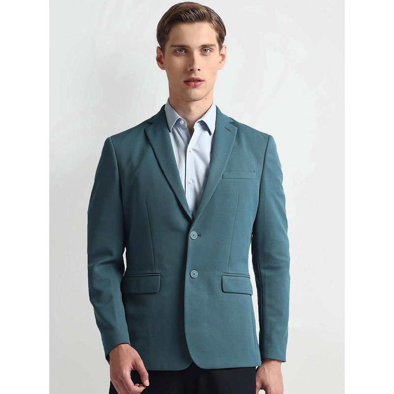 Arrow Textured Single Breasted Slim-Fit Blazer