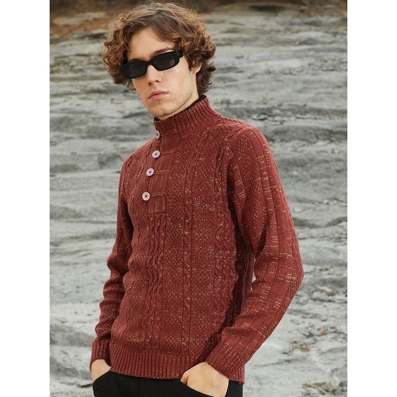 Campus Sutra Men Cable Knit Pullover