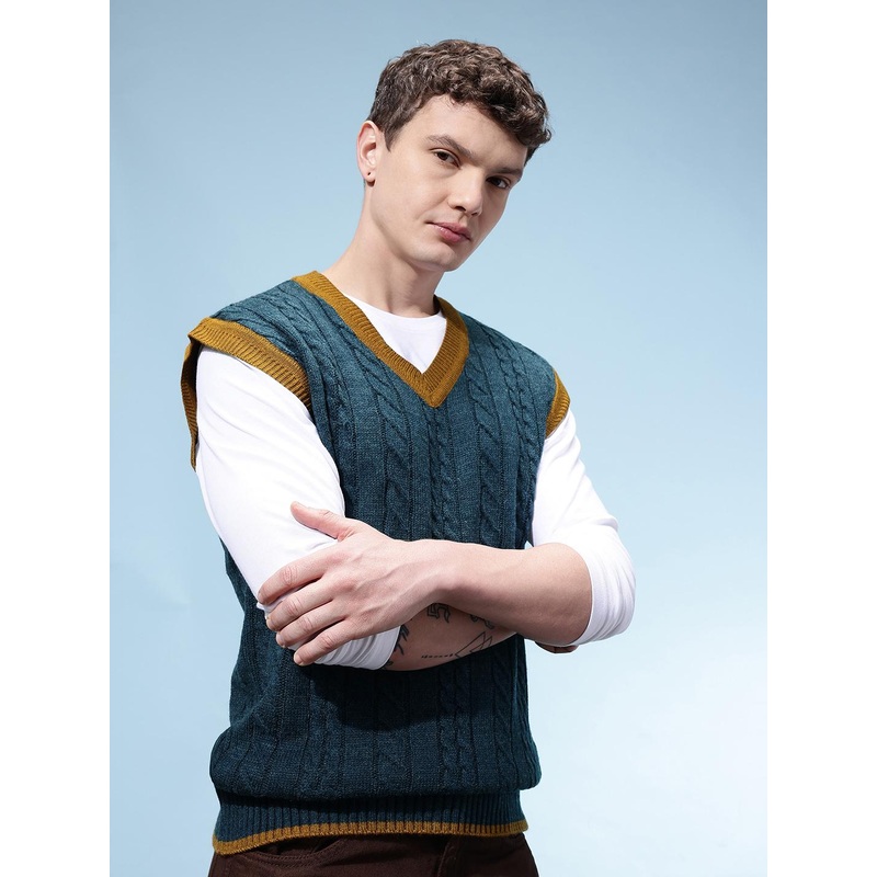 glitchez Cable Knit Relaxed Sweater Vest