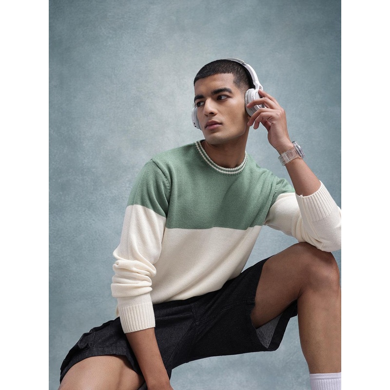 The Roadster Lifestyle Co. Men Colourblocked Pure Cotton Pullover