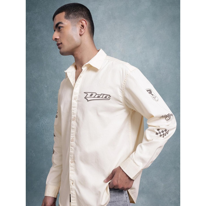 The Roadster Lifestyle Co. Typography Printed Pure Cotton Relaxed Fit Casual Shirt