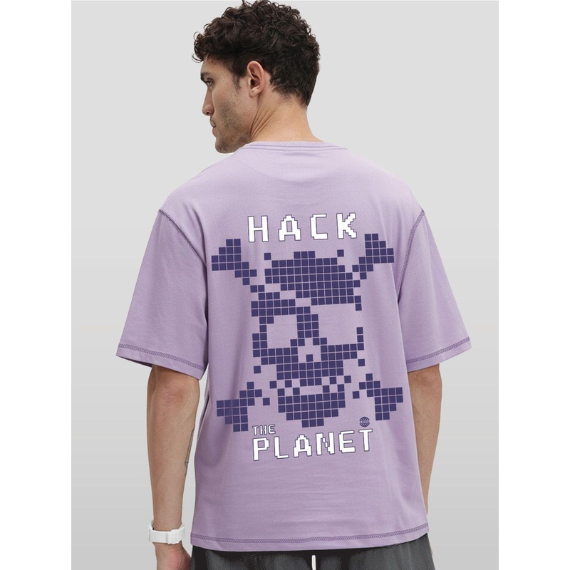 Crazymonk Men Printed Applique Oversized T-shirt