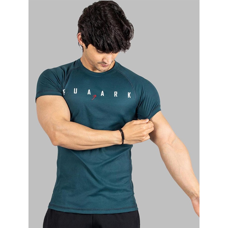 FUAARK Typography Printed Anti Odour Slim Fit Sports T-Shirt