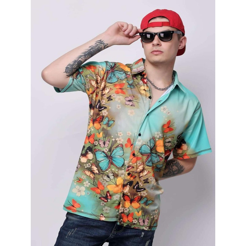 YELLOW TREE Floral Printed Spread Collar Relaxed Shirt