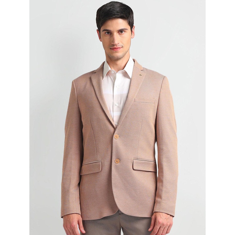 Arrow Patterned Dobby Single Breasted Slim-Fit Blazer