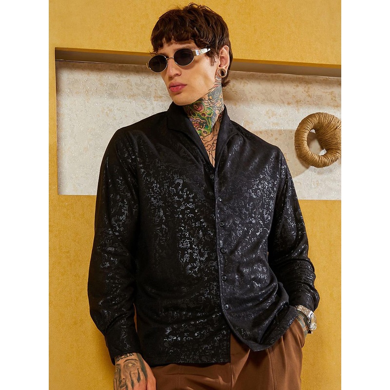 Campus Sutra Men Self Design Casual Shirt