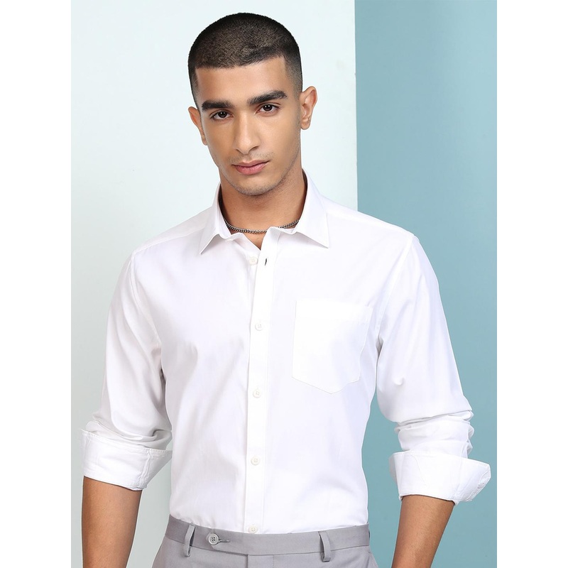 HIGHLANDER Regular Fit Button Down Collar Full Sleeve Satin Shirt