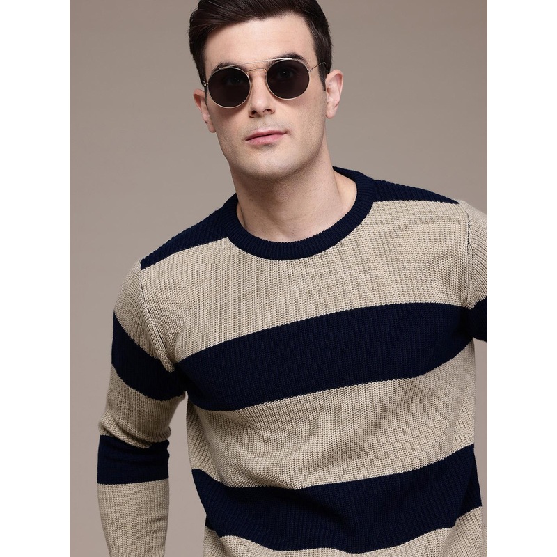 The Roadster Lifestyle Co. Knitted Striped Pullover