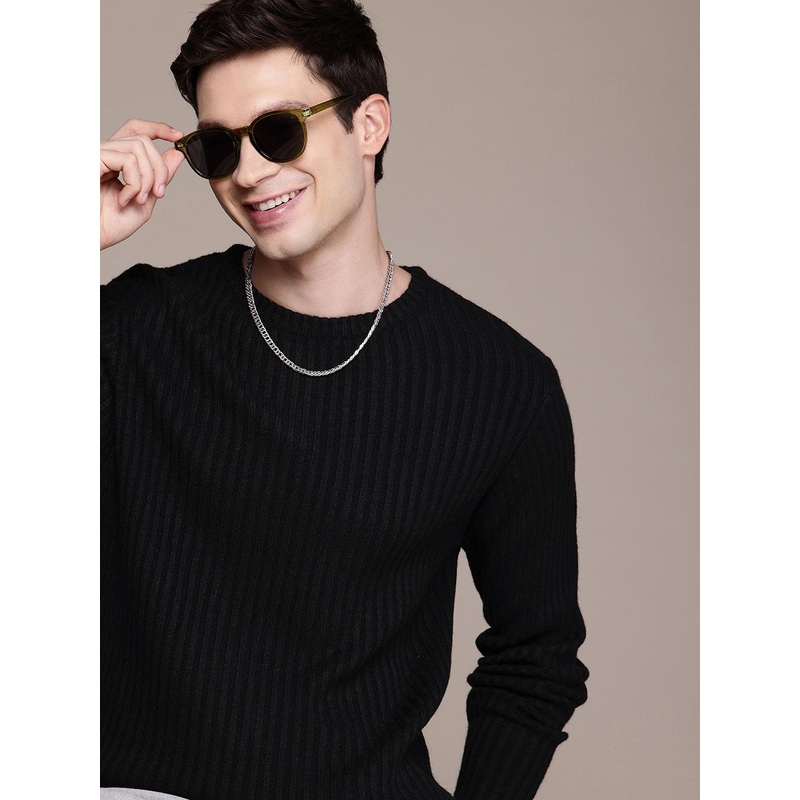 WROGN Self Striped Comfort Fit Pullover